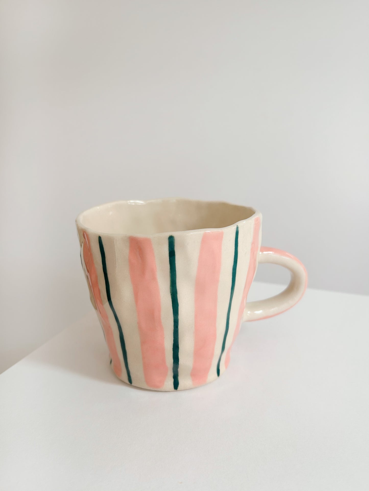 Striped Handpinched Stoneware Mug