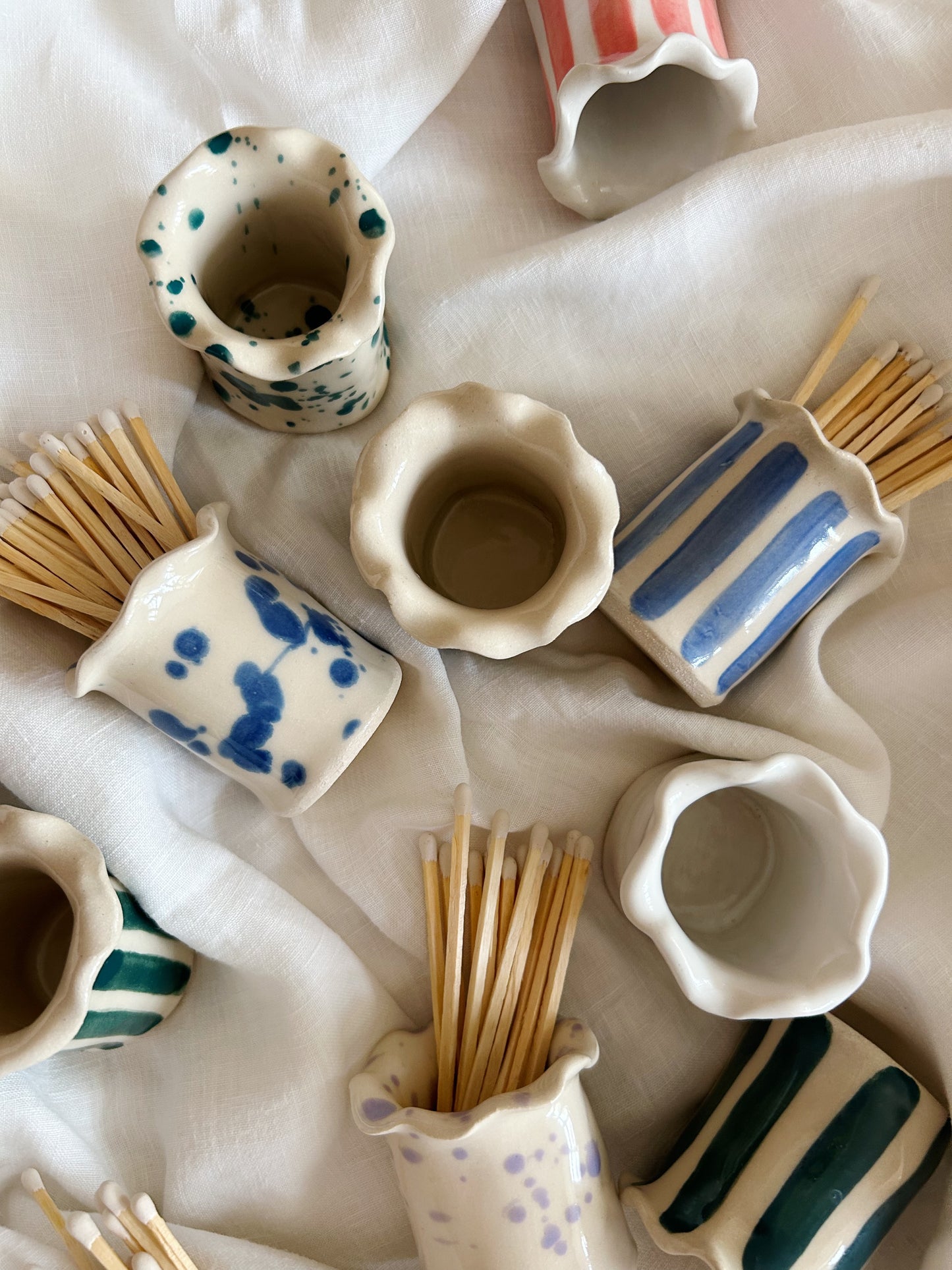 Ceramic Handmade Wavy Matchstick Holder