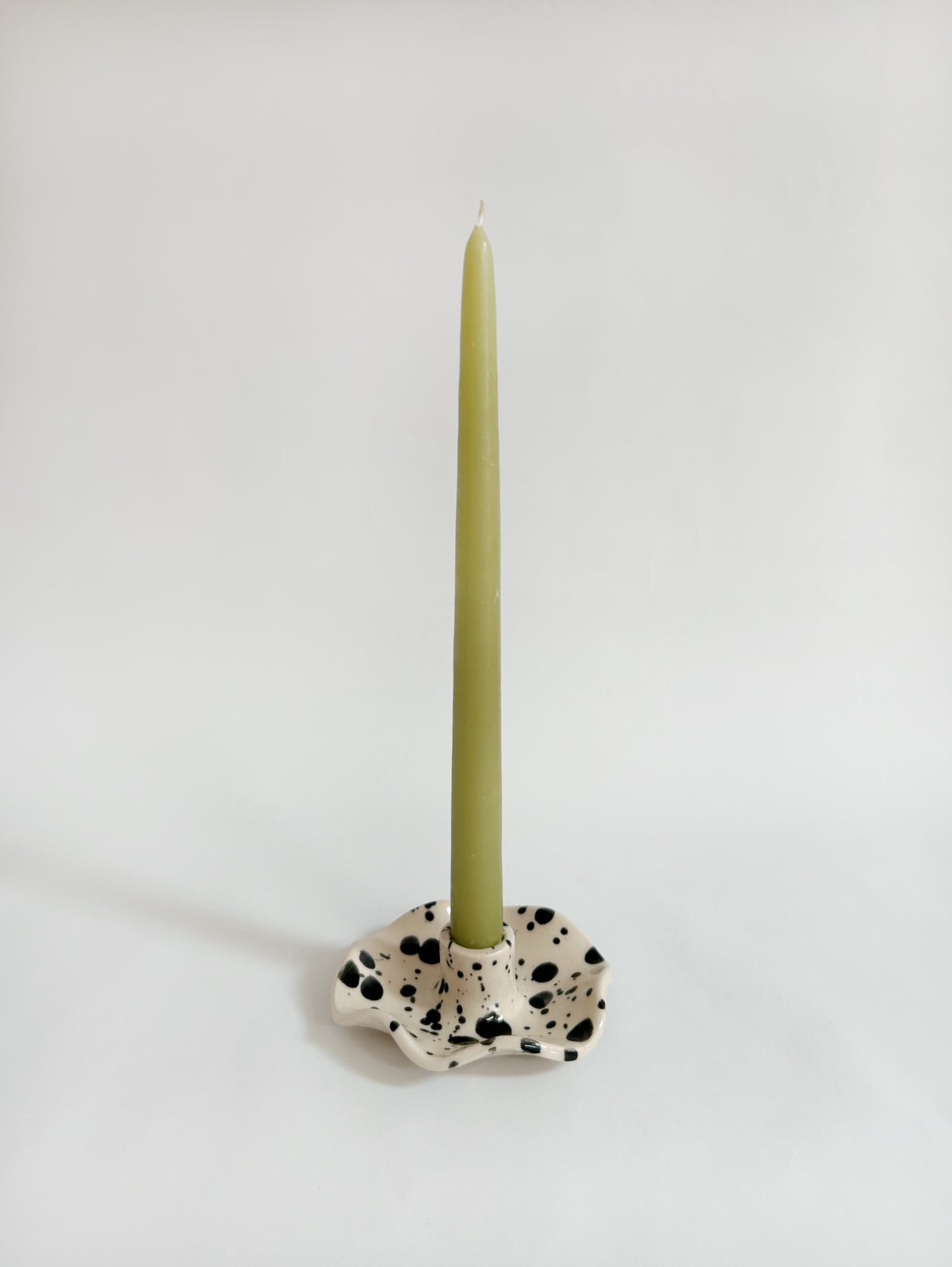 Handmade Wavy Stoneware Candle Holder -Single