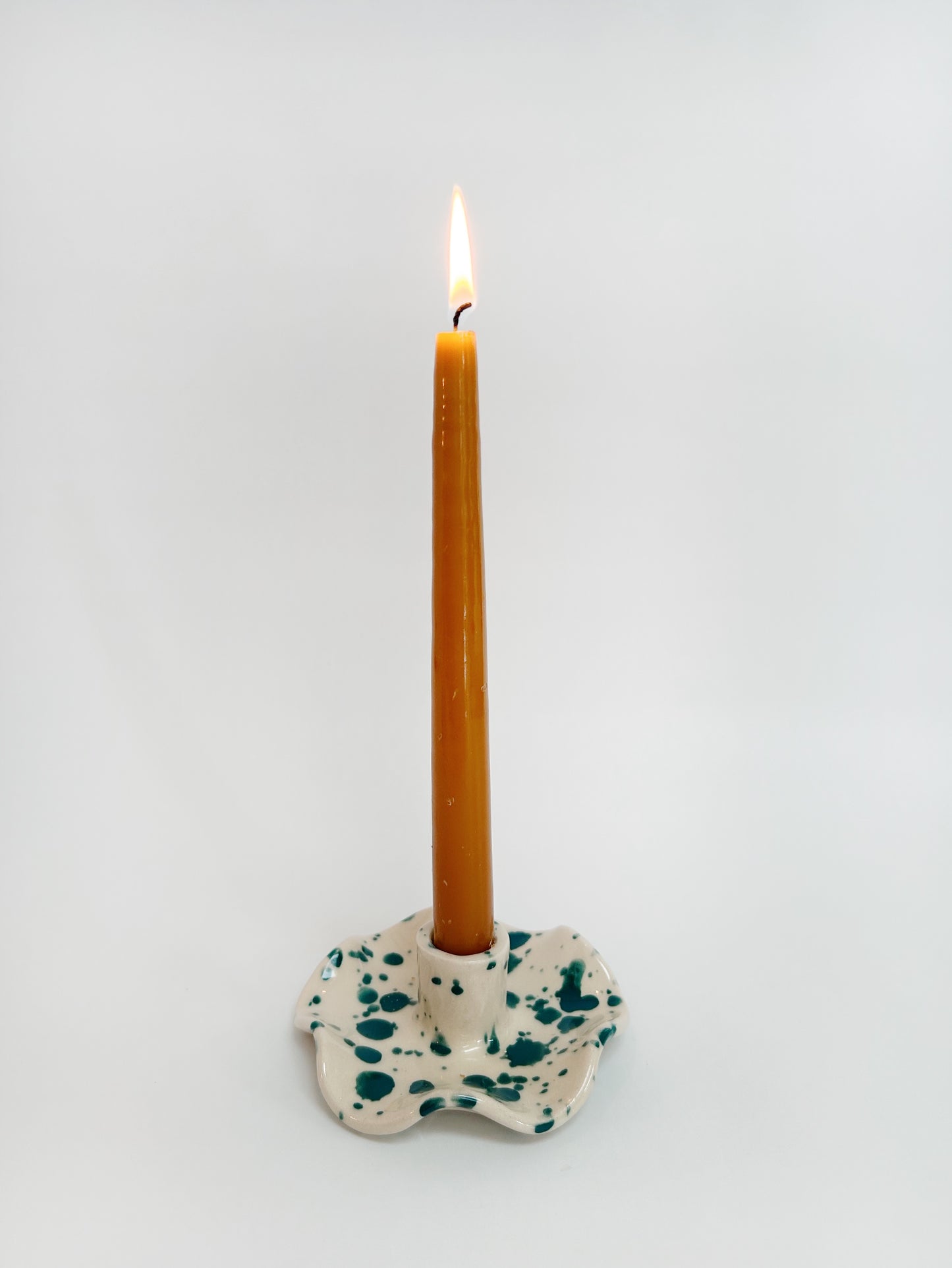 Handmade Wavy Stoneware Candle Holder -Single