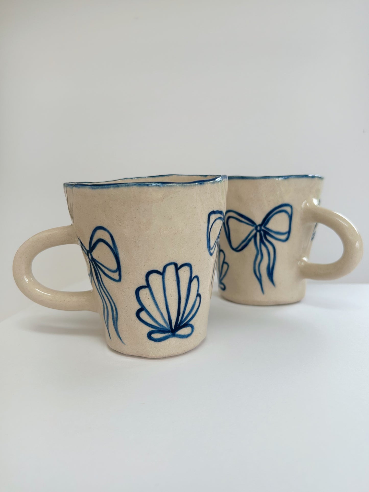 Bow + Seashell Handpinched Stoneware Mug