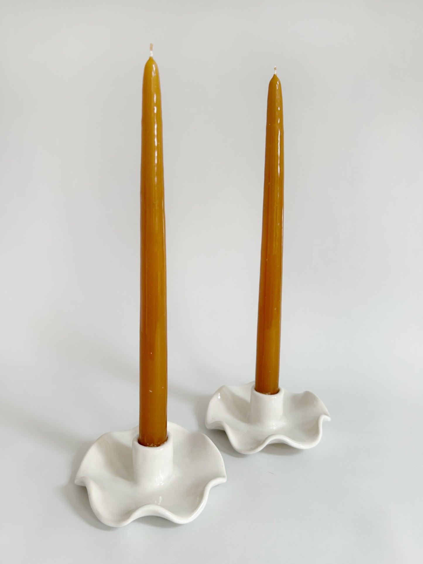 Handmade Wavy Stoneware Candle Holder -Single