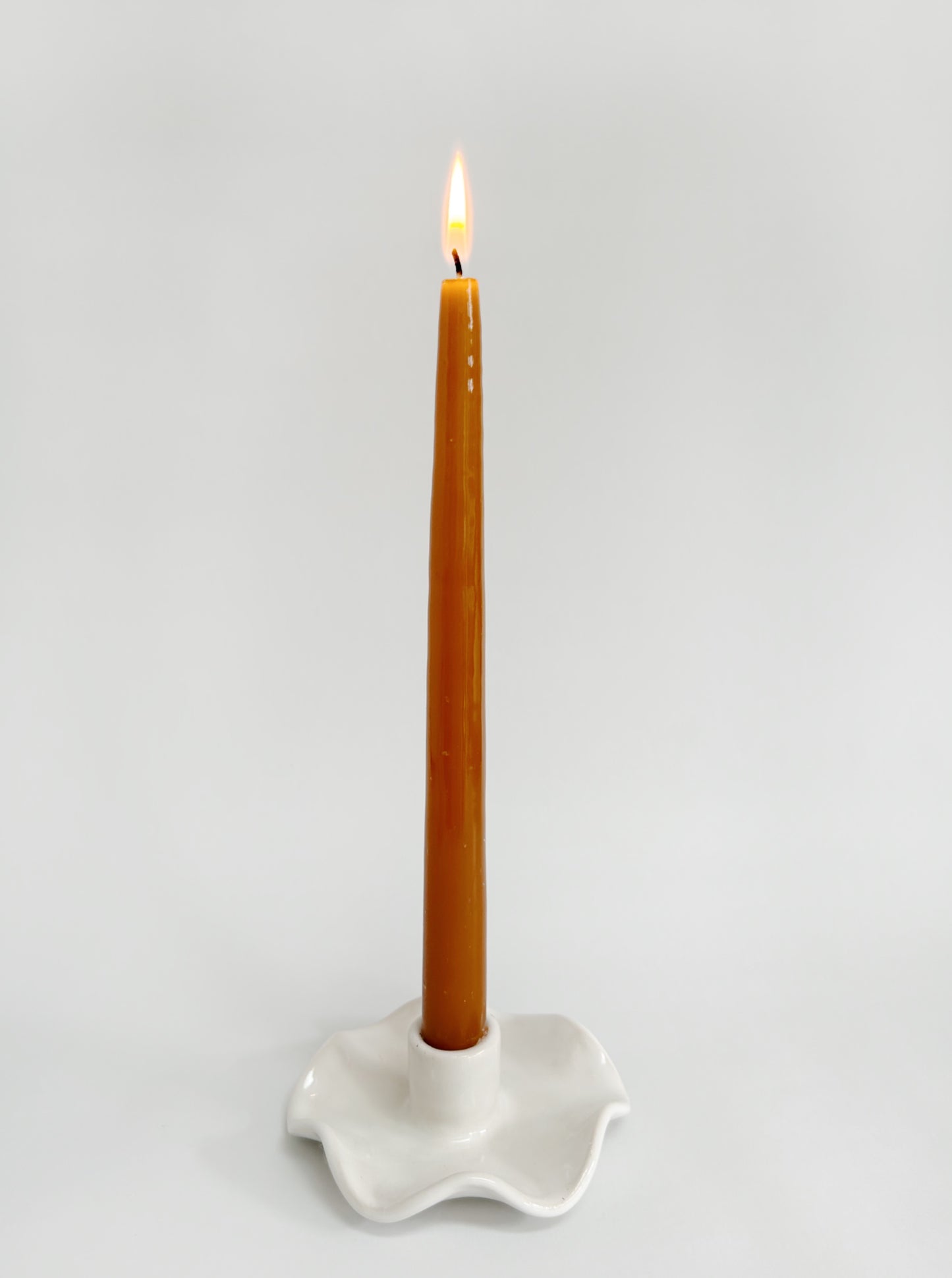 Handmade Wavy Stoneware Candle Holder -Single
