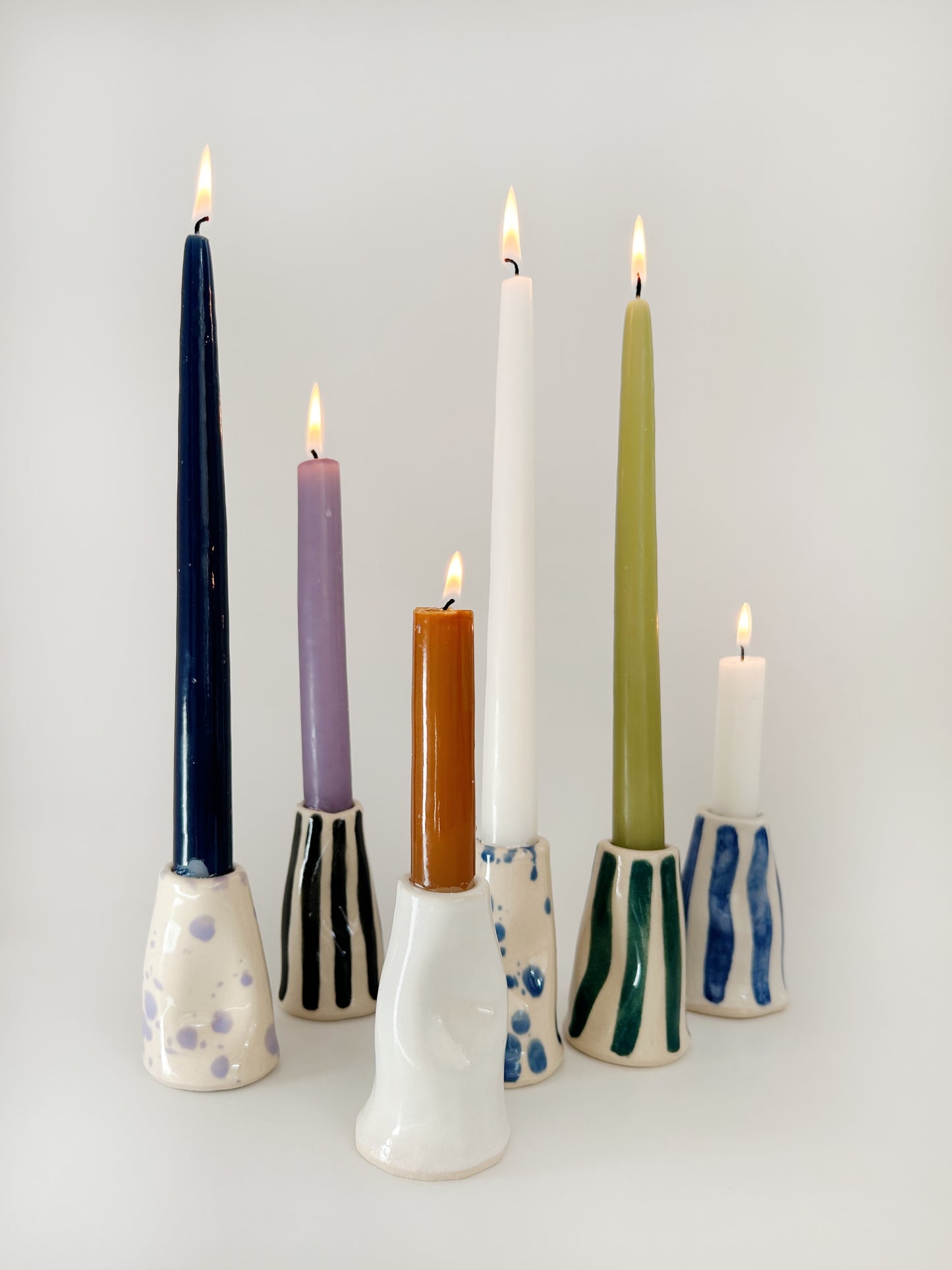 Handmade Stoneware Wonky Candle Holder -Single