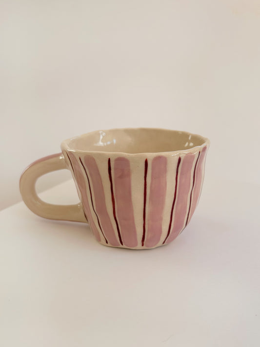 Pink Striped Handpinched Mug