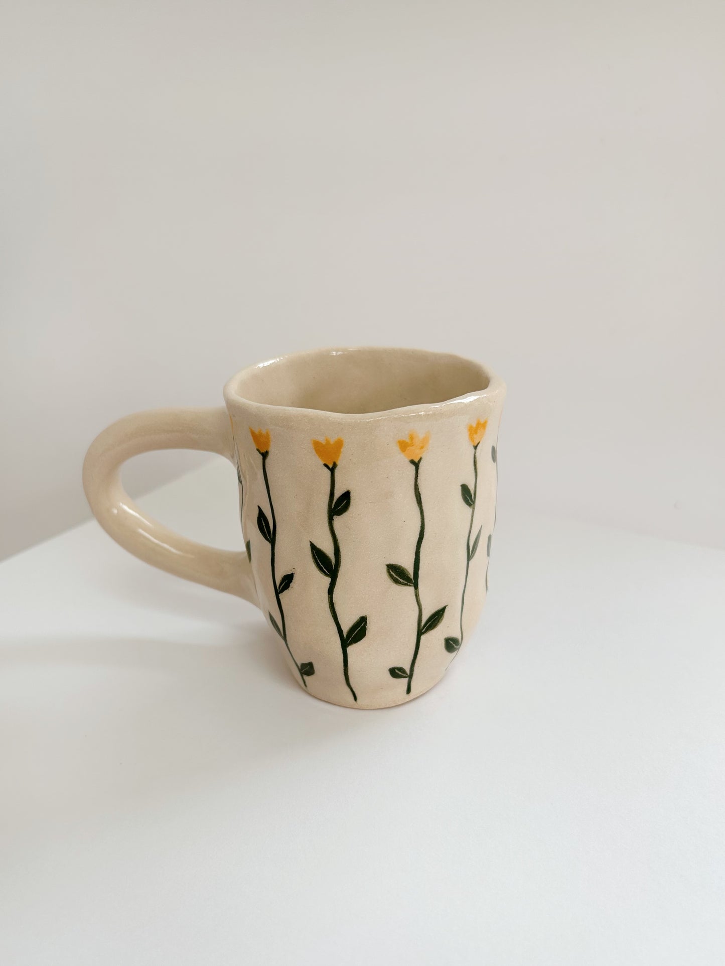 Flower Handpinched Stoneware Mug