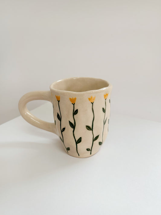 Flower Handpinched Stoneware Mug