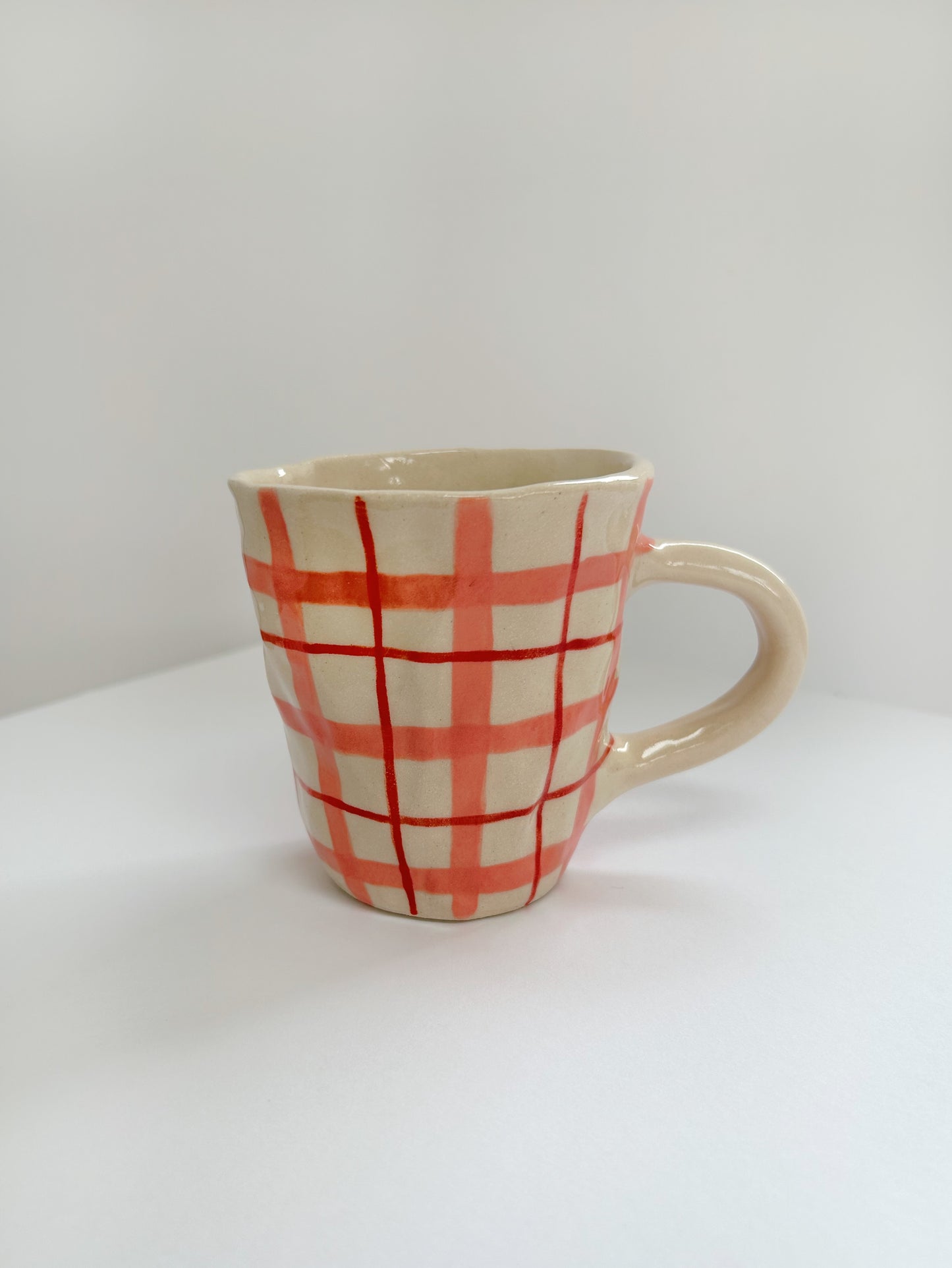 Checkered Handmade Stoneware Mug