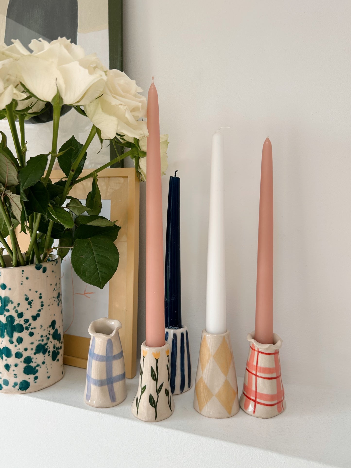 Handmade Stoneware Wonky Candle Holder -Single