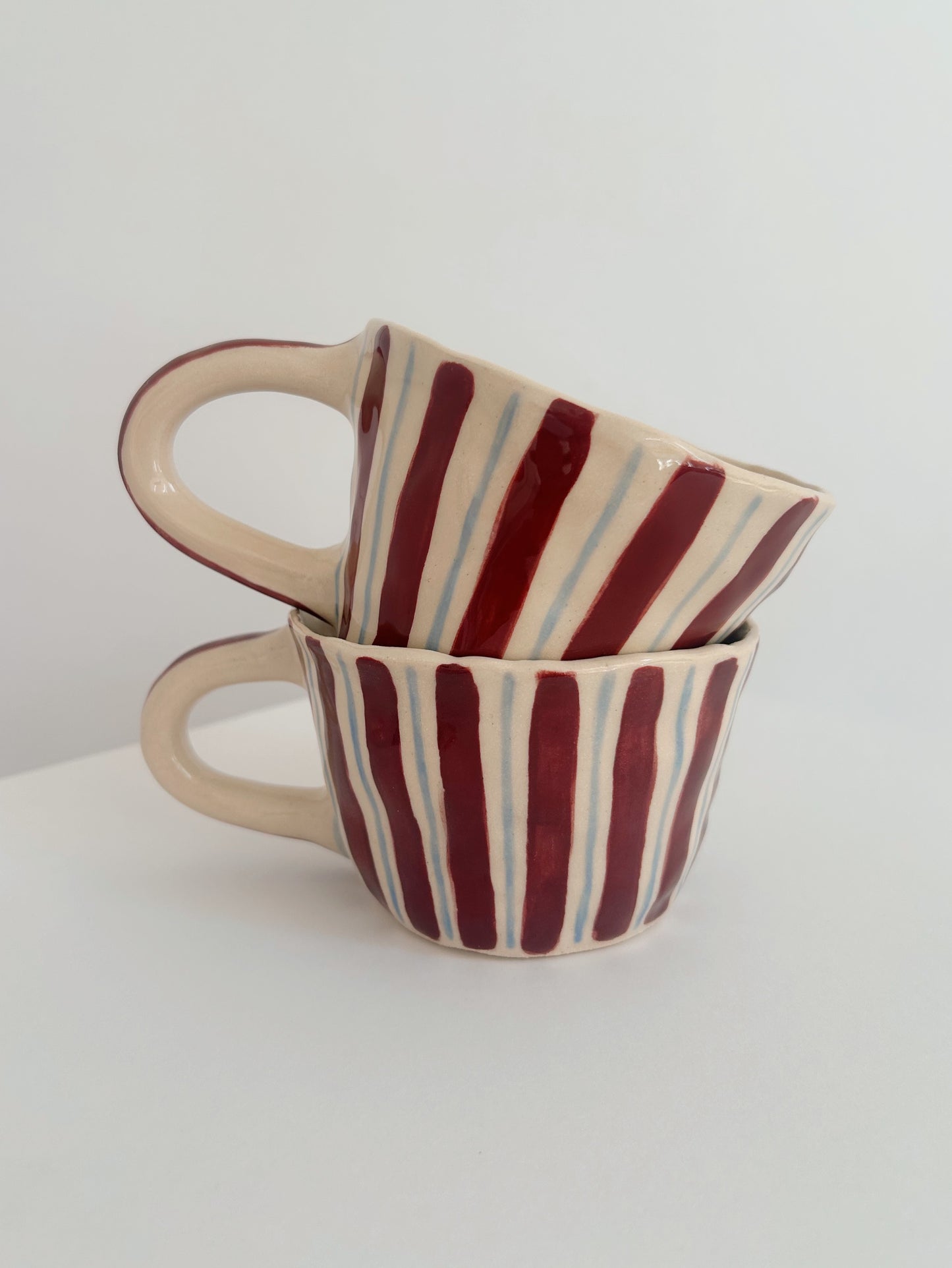 Claret Striped Handpinched Stoneware Mug