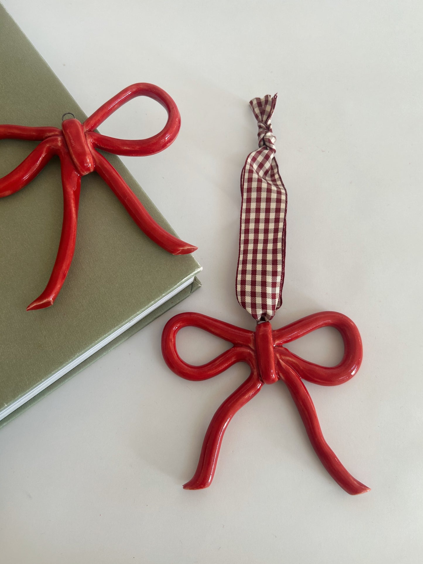 Red Hanging Ceramic Bow