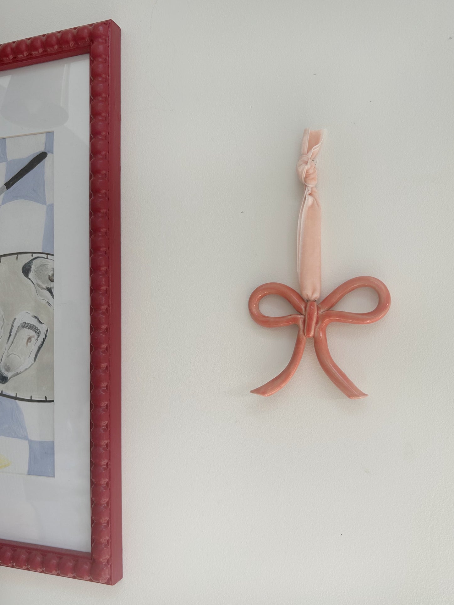 Pink Ceramic Hanging Bow