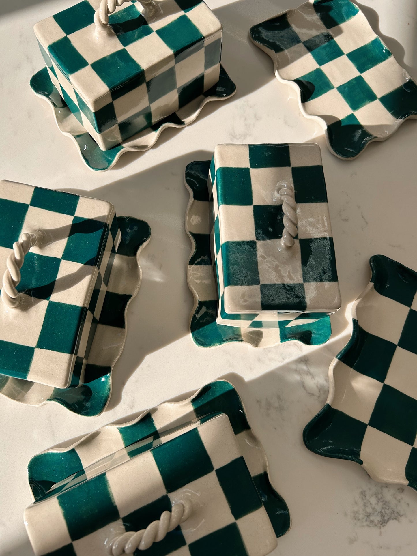 Checkerboard Handmade Butter Dishes