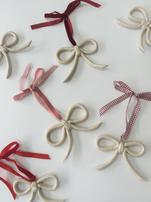 White Hanging Ceramic Bow