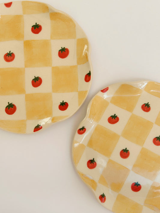Tomato Checkerboard Plate