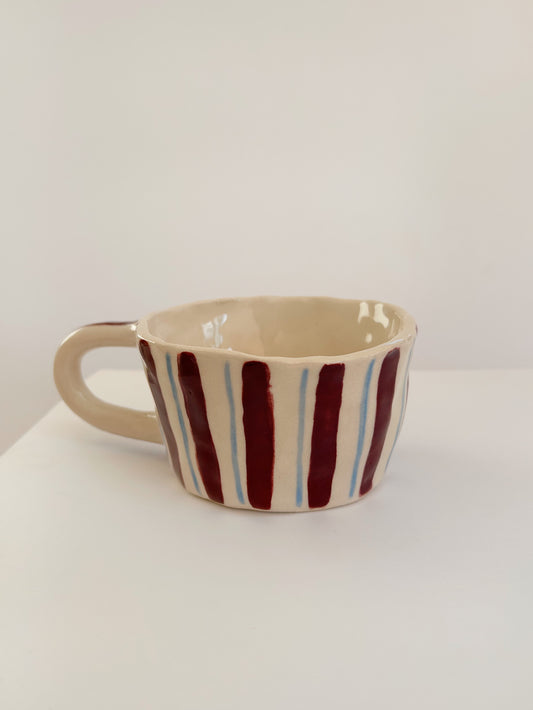 Claret Striped Handpinched Stoneware Mug
