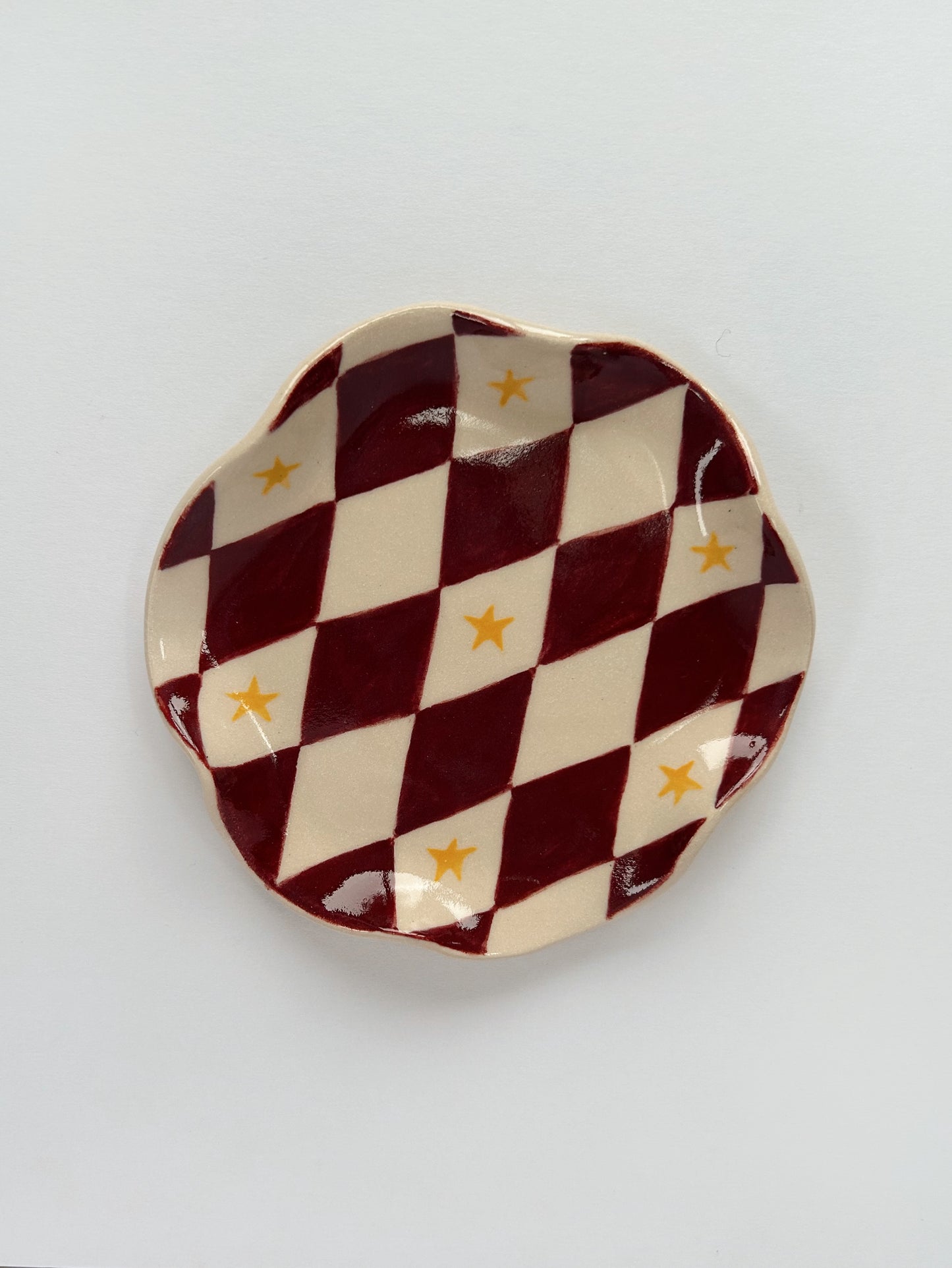 Harlequin Trinket Plate (Claret)