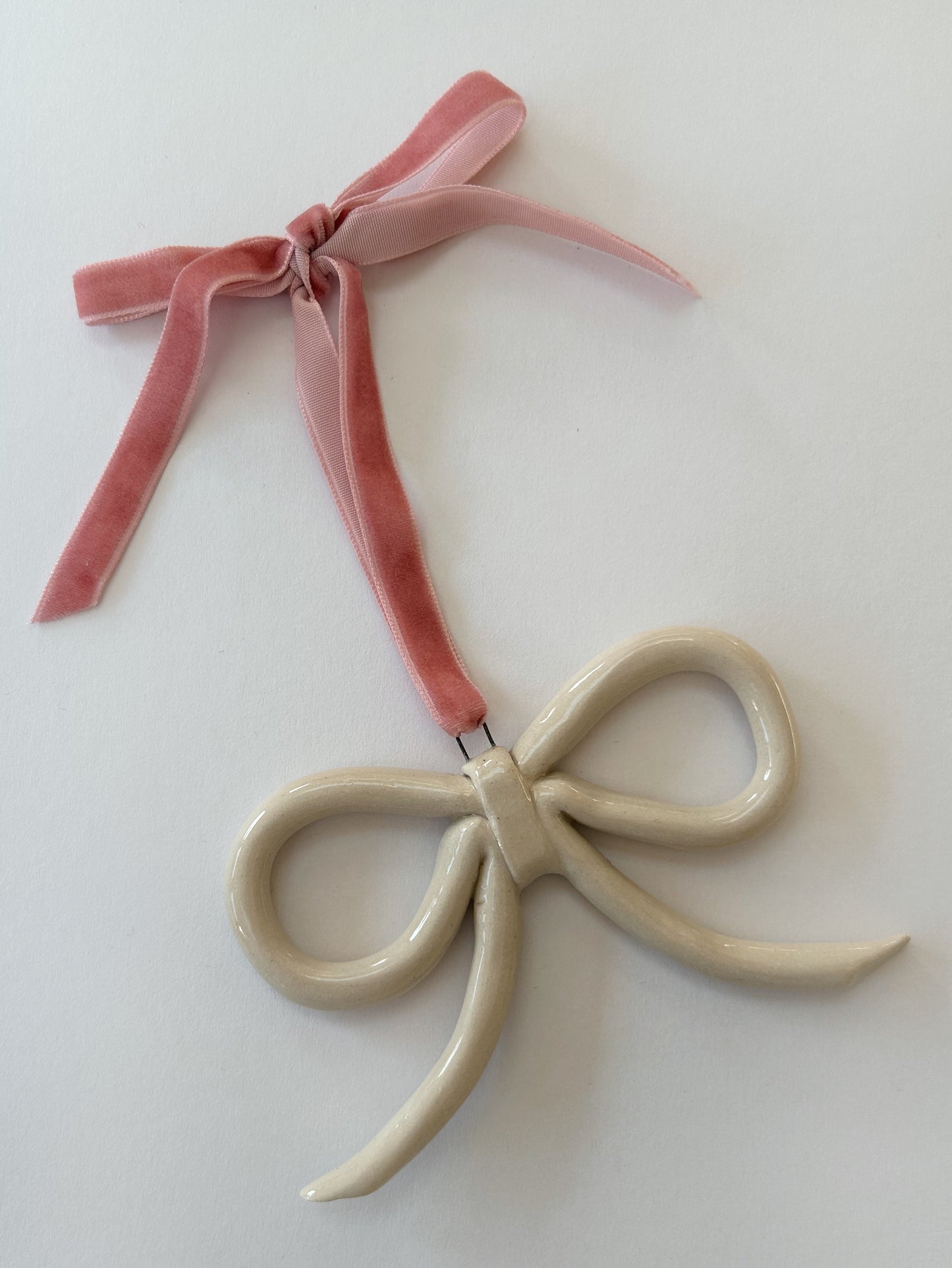 White Hanging Ceramic Bow