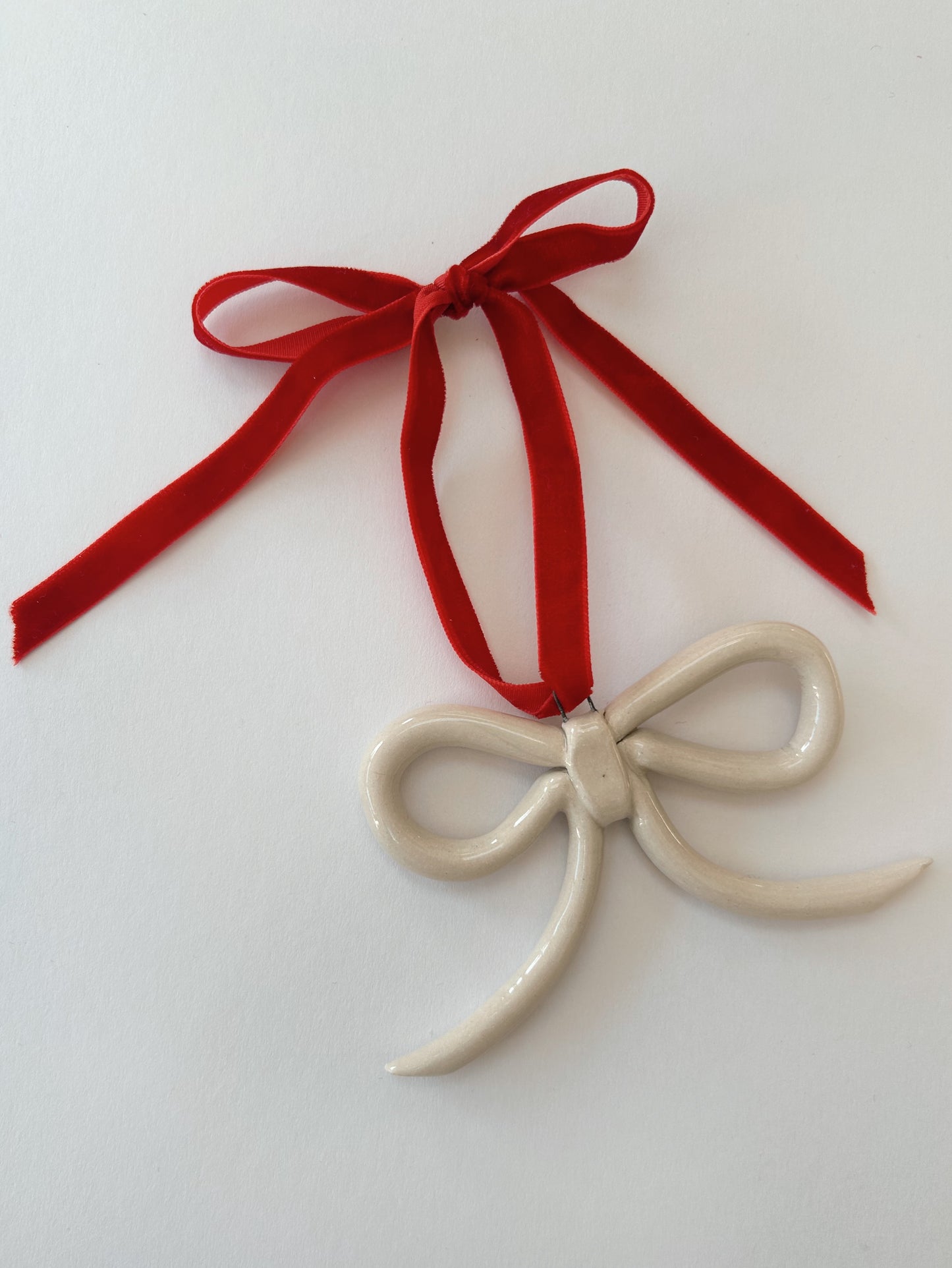 White Hanging Ceramic Bow
