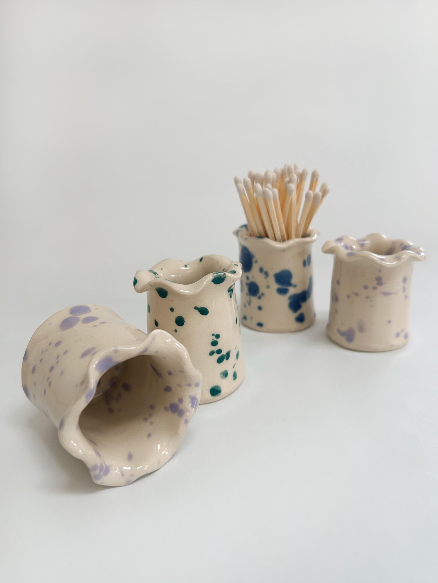 Wavy Stoneware Match Holders